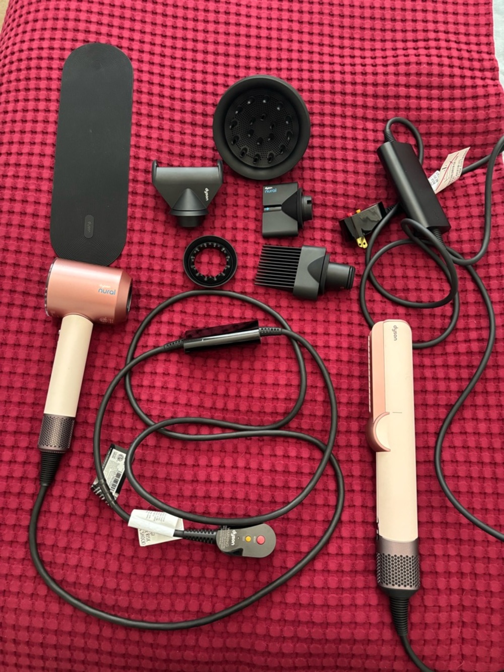 Dyson rose gold hair dryer and air straightener